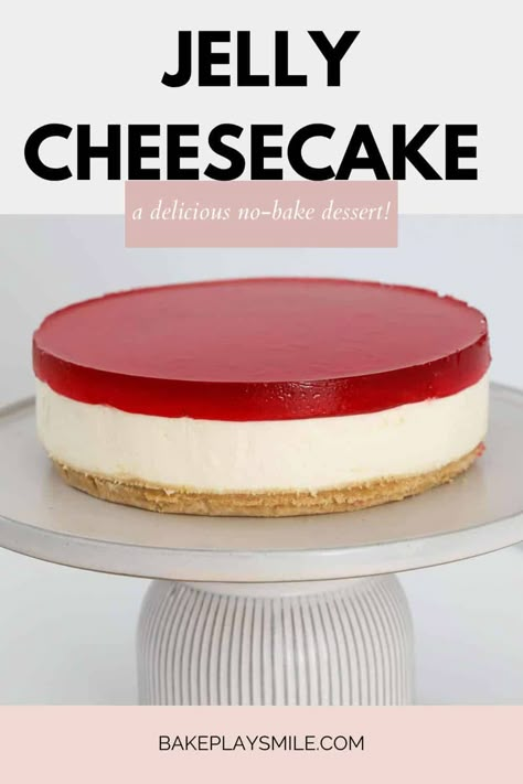 Gelatin Cheesecake Recipe, Jelly Cheesecake Recipes, Jelly Slice Recipe, Nobakecheesecake Recipes, Gelatin Cheesecake, Fun Cheesecake, Fun Cheesecake Recipes, Simple Cheesecake, Cheesecake Recipes Easy Homemade