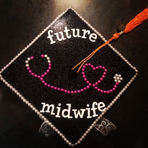 Nursing graduation cap. Future nurse midwife Midwife Graduation Cap, Midwife Graduation, Future Midwife, Graduation Themes, Nursing Graduation Cap, Nursing School Supplies, Nurse Graduation Cap, Grad Outfits, Diy Graduation Cap