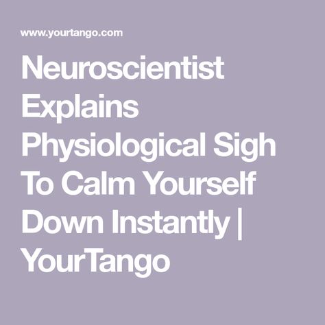 Neuroscientist Explains Physiological Sigh To Calm Yourself Down Instantly | YourTango Calming Breathing Techniques, How To Get Rid Of Nervousness, Physiological Sigh, Earth Meaning, Andrew Huberman, Calm Yourself, Ways To Destress, Notes To Parents, Breathing Techniques