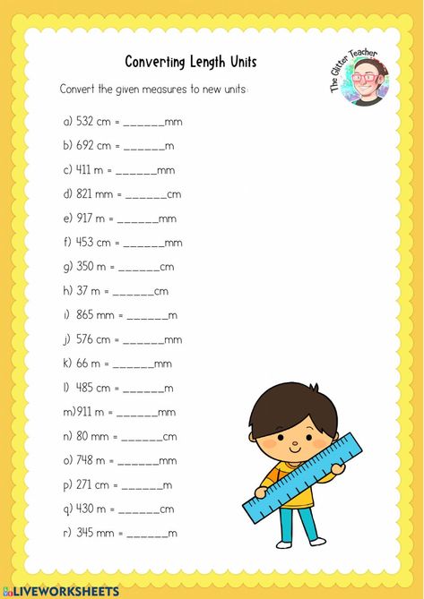 Classroom Preparation, Measurement Worksheets, The Metric System, Grade 6 Math, Free Preschool Worksheets, Math Measurement, Preschool Colors, Metric System, Activities For Adults