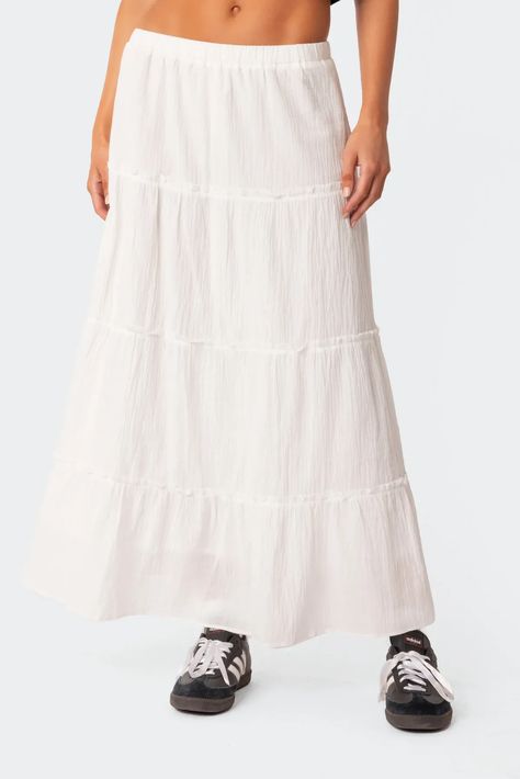 Summer Maxi Skirt, Maxi Skirts Summer, White Long Skirt, White Maxi Skirts, High Waisted Maxi Skirt, Tiered Maxi Skirt, Womens Maxi Skirts, Long Skirts For Women, Long Skirts