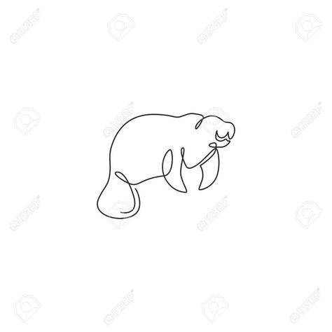 Mini Manatee Tattoo, Manatee Line Tattoo, Manatee Line Drawing, Fine Line Manatee Tattoo, Manatee Tattoo Outline, Manatee Tattoo Ideas, Manatee Doodle, Simple Manatee Tattoo, Manatee Drawing