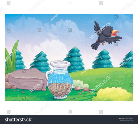 Illustration Thirsty Crow Flying After Drink Stock Illustration 1640948470 Crow Story, Thirsty Crow, Crow Flying, Story Background, Image Illustration, Stock Illustration, Royalty Free Stock Photos, Stock Images, Royalty Free