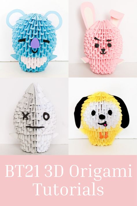 Kpop Origami, Bt21 Diy Crafts, Bts Diy Gift Ideas, Bts Diy Crafts Room, Bt21 Crafts, Bts Paper Craft, Bts Diy Crafts, Paper Toys Bt21, Bts Crafts Ideas