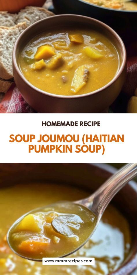 Savor the history and flavors of Haiti with Soup Joumou! This pumpkin soup features tender beef, fresh vegetables, and Haitian spices, creating a comforting and meaningful dish. Perfect for New Year’s Day or any cozy night in. Click to learn how to make this iconic recipe! Haitian Soup Joumou Recipe, Haitian Pumpkin Soup, Joumou Soup Recipe, Soup Joumou Recipe, Soup Joumou Haiti, Haitian Pumpkin Soup Recipe, Haitian Soup Joumou, Haitian Soup, Soup Joumou