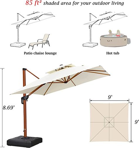 Amazon.com : PURPLE LEAF 9' X 12' Double Top Deluxe Wood Pattern Rectangle Patio Umbrella Offset Hanging Umbrella Outdoor Market Umbrella Garden Umbrella, Cream : Patio, Lawn & Garden Cream Patio, Rectangle Patio, Umbrella Outdoor, Rooftop Terrace Design, Garden Umbrella, Wood Pattern, Terrace Design, Sun Umbrella, Outdoor Market