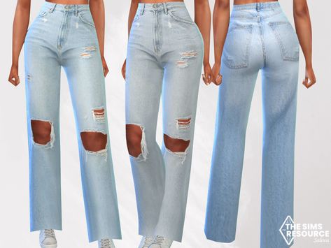 The Sims Resource - Ice Blue Wide Leg Ripped Mom Jeans Tshirts Sims 4 Cc, Sims 3 Cc Pants, The Sims 4 Cc Everyday Clothes, Bottoms Cc Sims 4, Sims 4 Bodycon Dress Cc, Sims 4 Mom Jeans, Sims 4 Female Bottoms, Sims 4 Cc Women Pants, Sims 4 Ripped Jeans