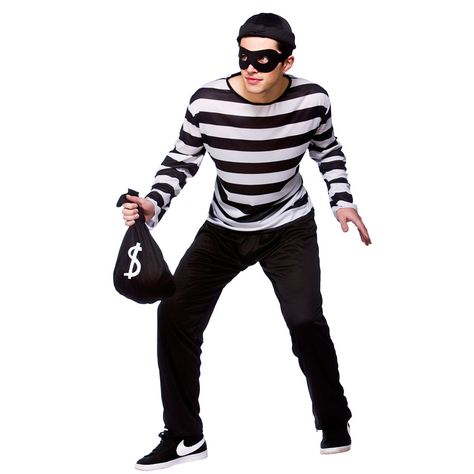 Burglar Thief Fancy Dress Cops & Robbers Uniform Mens Halloween Costume + Mask | eBay Robber Outfit, Cops And Robbers Costume, Robber Fancy Dress, Robber Halloween Costume, Burglar Costume, Convict Costume, Couples Fancy Dress, Robber Costume, Mens Fancy Dress