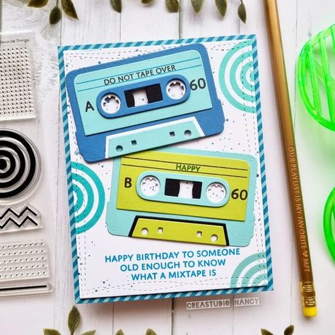 Cassette Tape Card, Birthday Gift Card Holder, Cricut Birthday Cards, Gift Card Holder Diy, Musical Cards, Birthday Gift Cards, Card Crafting, Taylored Expressions, Deco Retro