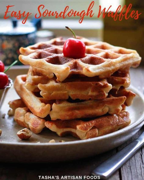 Sourdough Waffles Recipe, Sourdough Waffle Recipe, Easy Sourdough Starter, Recovery Meals, Waffles Vegan, Sourdough Waffles, Vegan Bakes, Diy Foods, Healthy Waffles