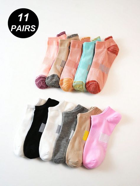 11 Pairs Women's Summer Short Drawstring Mesh Breathable Athletic Socks Multicolor    Fabric Plain,Striped    Women Socks & Hosiery, size features are:Bust: ,Length: ,Sleeve Length: Sports Socks Women, Womens Summer Shorts, Color Cafe, Women Socks, Athletic Socks, Color Dorado, Sport Socks, Socks And Hosiery, Sleepwear Women