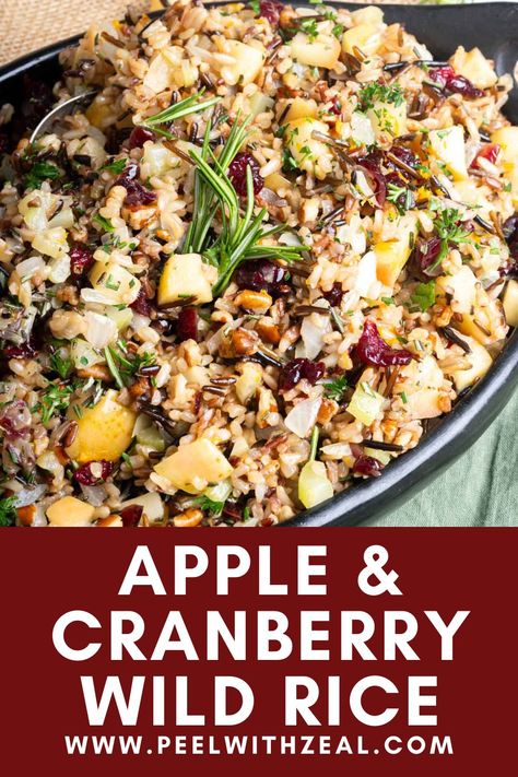 Cranberry Apple Pecan Wild Rice Pilaf, Wild Rice Cranberry Pilaf, Cranberry Rice Pilaf, Christmas Rice Side Dish, Christmas Rice Dishes, Thanksgiving Alternatives Traditions, Thanksgiving Wild Rice Recipes, Prethanksgiving Meals, Rice For Thanksgiving