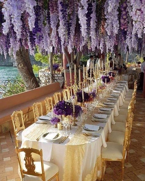 Villa Treville, Wisteria Wedding, Hanging Garland, Hanging Flowers, Lavender Wedding, Hanging Garden, Italian Wedding, Italy Wedding, Purple Wedding