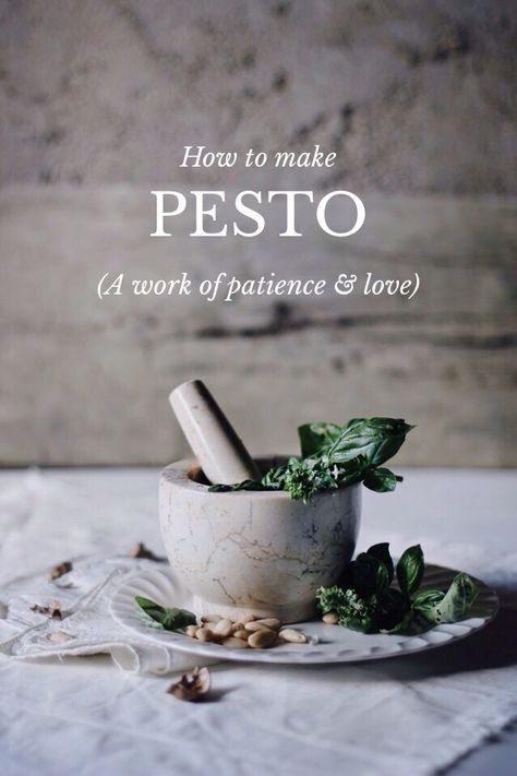 Pesto Food Photography, Olive Oil Photography Food Styling, Pasta Pesto Photography, Pesto Mortar And Pestle, How To Season Mortar And Pestle, Pesto Photography Food Styling, Queso Fundido, How To Make Pesto, Pesto Recipe