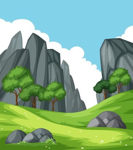 Mountain Landscape Illustration, Cartoon Mountain, Rock Nature, Forest Cartoon, Wallpaper Design For Bedroom, 2d Character Animation, Rock Mountain, Illustration Landscape, Interior Murals