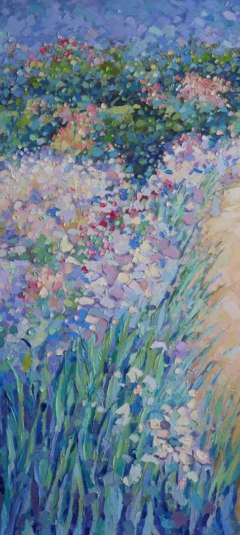 Flower Painting Famous, Painted Flower Garden, Spring Day Ideas, Painting Ideas Background, Painting Inspo Acrylic, Painting Background Ideas, Garden Art Painting, Landscape Ideas Painting, Oil Painting Artists