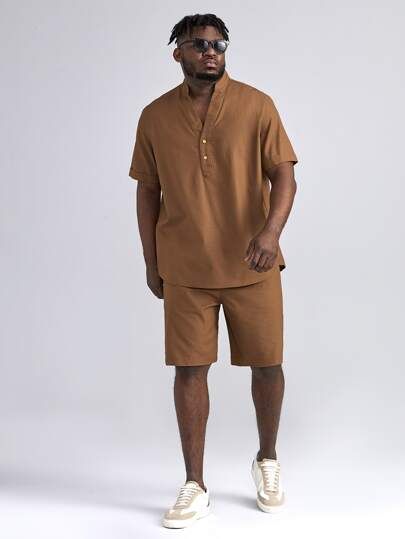 Extended Sizes Men Drop Shoulder Top & Shorts | SHEIN USA Summer Earthy Outfits Men, Mens Casual Outfits Summer Simple, Plus Size Men Outfits Summer, Homecoming Men, Plus Size Black Men, Plus Size Mens Outfits, Plus Size Men Outfits, Jack Chan, Plus Size Man Fashion