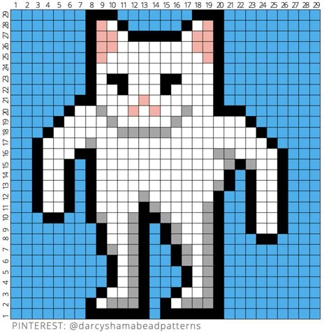 Cat Legs Pattern #meme #catlegs #poorlydrawncat #internet #cat #viral #hamabeads #hamabeadpattern #perler #perlerbeads #pyssla #pixel #pixelart #crossstitch #fusebeads Cross Stitch Patterns Cat Meme, Cat Pixel Art Easy, Minecraft Cat Pixel Art, Meme Perler Beads Pattern, Crossstitch Ideas Easy, Perler Bead Memes, Trippy Cross Stitch, Pixelart Hello Kitty, Cat Pixel Art Grid