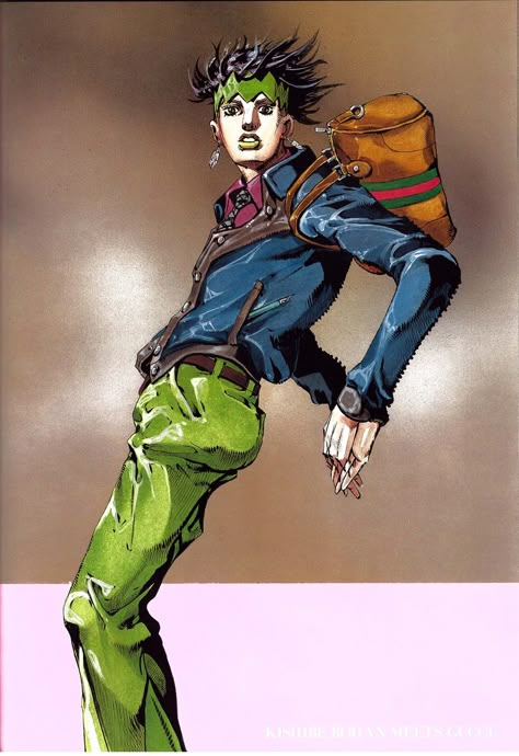 Jojo X Gucci, Jjba Poses, Jjba Fashion, Jojo Aesthetic, Jjba Official Art, Jojo Poses, Kishibe Rohan, Jojo Fashion, Rohan Kishibe