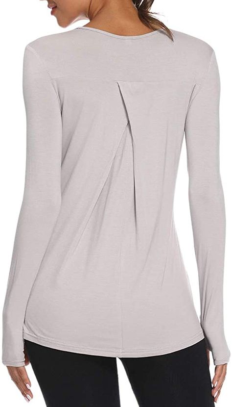 Mippo Womens Long Sleeve Workout Shirt Athletic Yoga Wear Twist Back Thumb Hole Top at Amazon Women’s Clothing store Womens Running Pants, Athletic Tops Women, Long Sleeve Workout Shirt, Womens Activewear Tops, Yoga Long Sleeve, Long Sleeve Workout Top, Sports Wear Women, Long Tunic Tops, Long Sleeve Workout