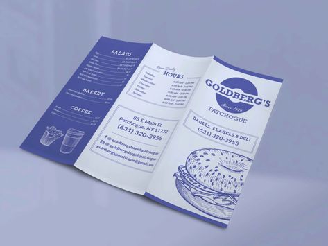 Goldberg's Deli & Bagels Take Out Menu by stephanie vazquez on Dribbble Deli Menu Design, Bagel Menu Design, Sophisticated Gourmet Bagels, Courage Bagels Los Angeles, Take Out Menu, Bagels, Menu Design, Take Out, Creative Professional