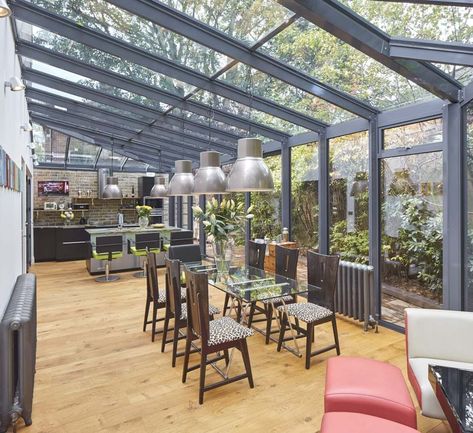 Contemporary Orangery, Glass Sunroom, Modern Conservatory, Conservatory Kitchen, Glass Conservatory, Garden Room Extensions, Room Extensions, Glass Extension, Sunroom Designs