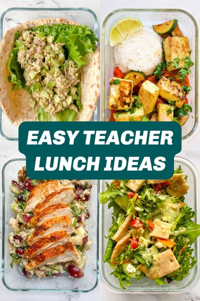 Healthy Teacher Lunches, Teacher Meal Prep, Back To School Meal Prep, Teacher Lunch Ideas, School Meal Prep, Easy Vegetable Lasagna, Veggie Hummus Wrap, Teacher Lunch, Teacher Lunches