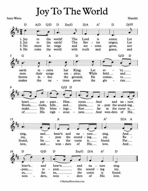 Free Lead Sheet - Joy To The World Joy To The World Piano, Piano Music With Letters, Christmas Piano Sheet Music, Christmas Songs Lyrics, Piano Notes Songs, Hymn Sheet Music, Hymn Music, Clarinet Music, Christmas Lyrics