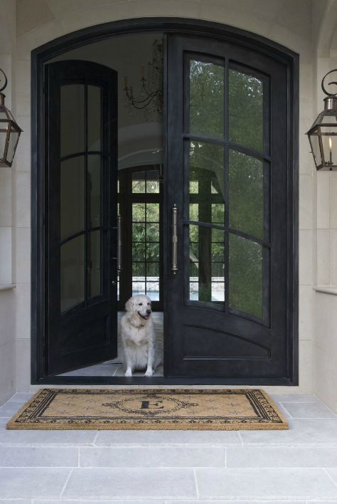 Front doors. Double doors. Glass doors. Front Door Entrance Ideas, Arched Front Door, Double Front Entry Doors, Iron Front Door, Farmhouse Front Door, Black Front Doors, Double Front Doors, Double Entry Doors, Door Entryway