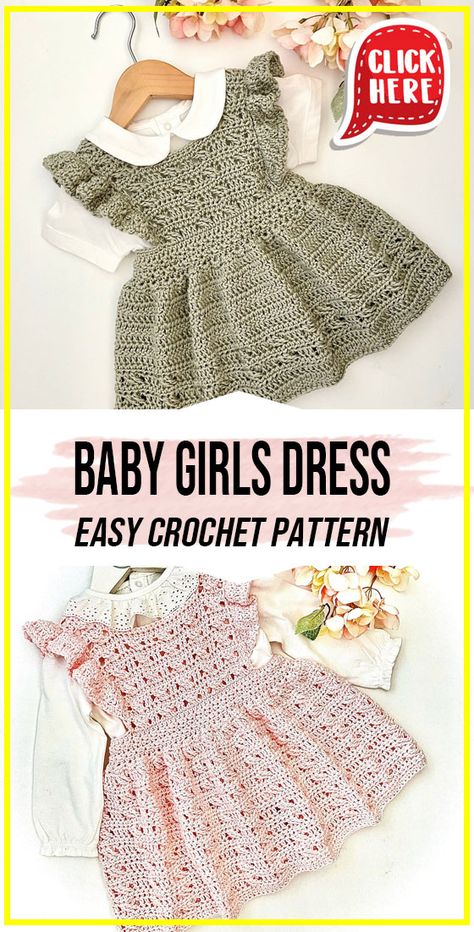 crochet Baby Girls Dress easy pattern  - Easy Crochet Baby Girls Dress Pattern for Beginners. Click to Get the Pattern #Dress #crochet #crochetpattern   via @shareapattern.com Crochet Girl Dresses, Baby Dress Crochet Patterns Free, Crochet Baby Girl Dress Free Pattern, Baby Girl Crochet Dress Free Pattern, Toddler Girl Crochet Patterns, Baby Girl Crochet Patterns Free, Crochet Toddler Dress Free Pattern, Crochet Infant Dress Free Pattern, Free Crochet Dress Patterns For Toddlers