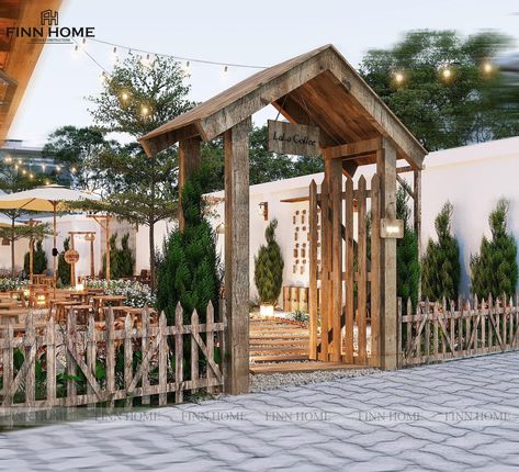 Outdoor Restobar Ideas, Farm Cafe Ideas, Garden Cafe Design Outdoor Coffee Shop, Garden Restaurant Design Outdoor, Open Cafe Outdoor Design, Outdoor Cafe Design, Bamboo Cafe, Backyard Cafe, Outdoor Restaurant Patio