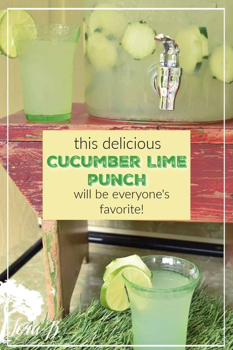 Cucumber Drink, Lime Lemonade, Summer Punch, Broccoli Quiche, Lime Drinks, Lime Punch, Punch Recipe, Party Punch, Punch Recipes