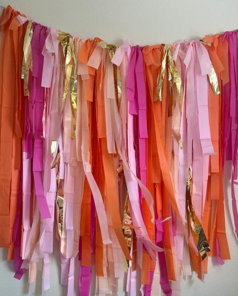 Fringe Photo Backdrop, Balloon With Tassels, Streamer Garland, Fringe Garland, Garland Balloon, Gold Halloween, Backdrop Pink, Streamer Backdrop, Pink Party Decorations