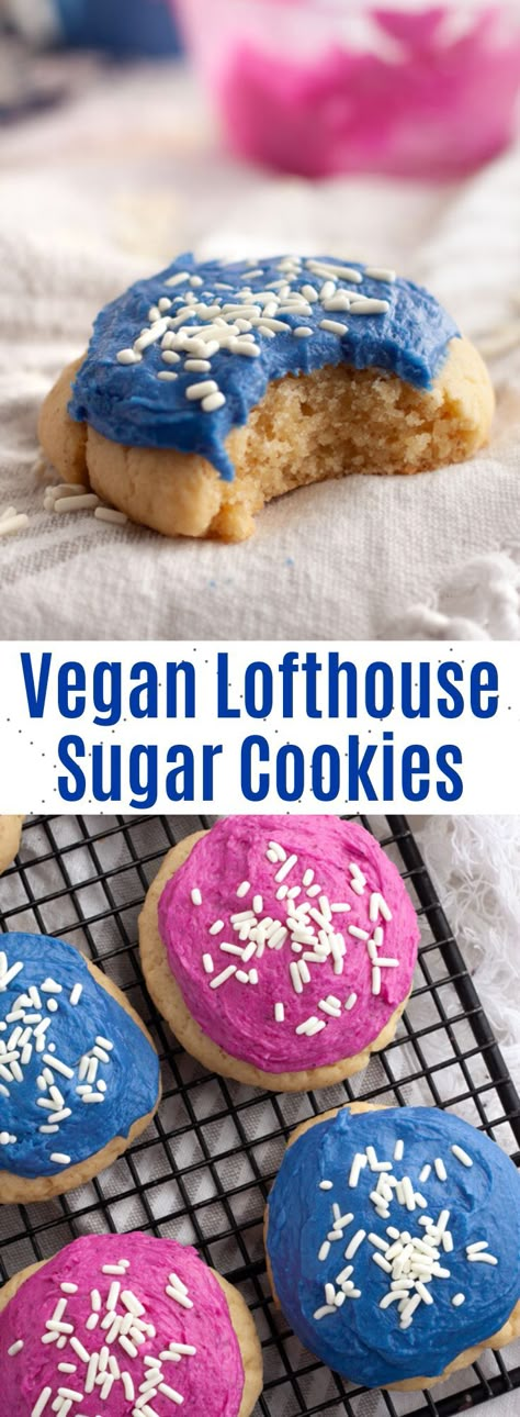 Lofthouse Sugar Cookies Recipe, Lofthouse Cookie Recipe, Lofthouse Sugar Cookies, Vegan Sugar Cookies, Vegan Baking Recipes, Vegan Sugar, Cake Vegan, Sugar Cookie Recipe, Desserts Vegan