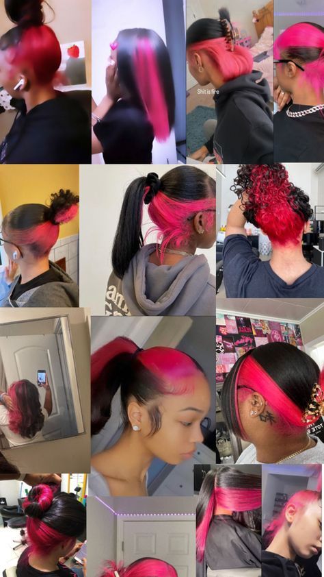 4 Color Hair Dye Ideas, Different Ways To Dye Your Hair, Dyed Natural Hair Ideas, Colors To Dye My Hair, Hair Color Combos, Adore Hair Dye, Hair Stripes, Dyed Curly Hair, Color For Black Hair