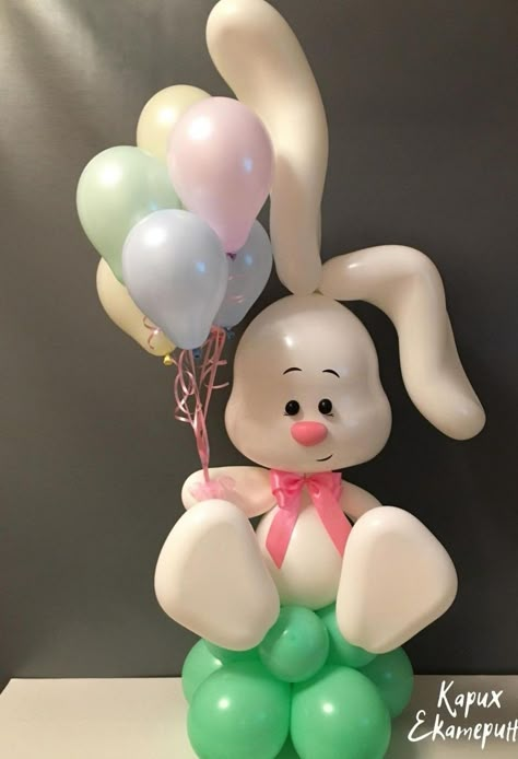 Easter Balloons Ideas, Easter Balloon Bouquet, Easter Balloon Ideas, Balloon Diy Crafts, Balloon Sculptures Diy, Balloon Bunny, Easter Balloons, Bunny Balloon, Party Balloons Diy