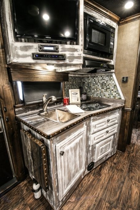 Horse Trailer Conversion, Horse Trailer Living Quarters, Camper Bathroom, Trailer Conversion, Cargo Trailer Camper, Ranch House Decor, Tiny House Camper, Camper Trailer Remodel, Vintage Camper Remodel