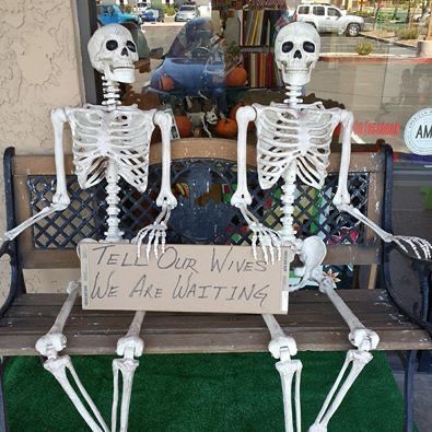 Funny Yard Skeletons, Skeleton Displays For Halloween Funny, Funny Outdoor Halloween Decorations, Yard Skeleton Ideas Funny, Skelton Yard Decorations Funny, Skeleton Decorations Outdoor Funny, Skeleton Yard Scenes Funny, Skeleton Ideas For Yard, Funny Skeleton Poses Halloween