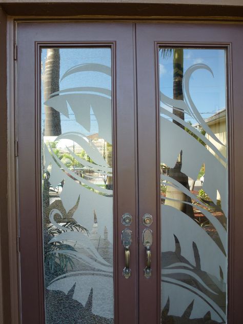 Etched Glass Windows, Frosted Glass Interior Doors, Glass Interior Door, Entry Door Designs, Glass Etching Designs, Etched Glass Door, Entry Doors With Glass, Sanibel Island Florida, Door Design Images