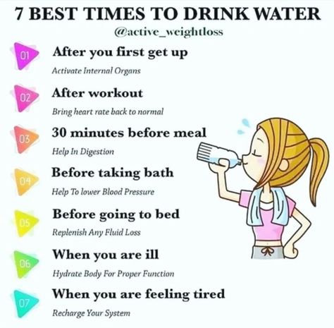 Stay hydrated! Infographic Times To Drink Water, Advantages Of Drinking Water, Meal Plans On A Budget, Senses Preschool, Meal Prep Tips, Cardio Routine, Toned Abs, Healthy Routine, After Workout