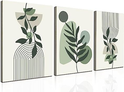 Canvas Artwork Painting, Boho Wall Decor Bedroom, Boho Wall Art Set, Sage Green Wall, Bathroom Wall Decor Art, Canvas Wood Frame, Green Wall Decor, Bohemian Wall Decor, Framed Botanicals