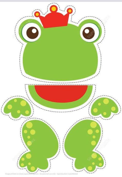 Frog Template, Shape Activities Kindergarten, Shapes Kindergarten, Frog Crafts, Puppet Toys, Paper Puppets, Kids Coloring Book, Papercraft Templates, Disney Coloring Pages