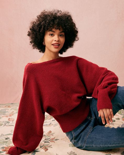 Free shipping on orders over $69. Shop The Red Boat Neck Two Way Wear Ribbed Sweater - red - s,m,l at RIHOAS. Boat Neck Sweater Outfit, Neck Sweater Outfit, Cold Fashion, Long Sweaters For Women, Boat Neck Sweater, Lantern Sleeve Sweater, Tailored Clothes, Boatneck Sweater, Women's Sweaters