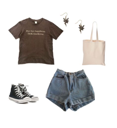 White Converse Outfit, Converse T Shirt, Converse Outfit, Outfit Grunge, 90s Inspired Outfits, Mood Clothes, White Converse, Swaggy Outfits, Really Cute Outfits