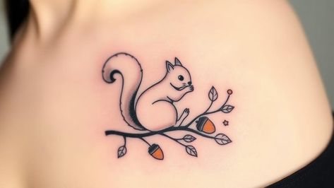 15 Squirrels Minimal Tattoos That Are Nutty and Cute Squirrel Outline Tattoo, Cute Squirrel Tattoo, Squirrel Tattoo Simple, Flying Squirrel Drawing, Squirrel Tattoos, Squirrel Silhouette, Squirrel Tattoo, Squirrel Illustration, Squirrel Tail