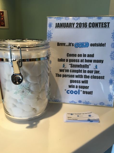 Count the "Snowballs" Contest-Richmond Orthodontics Surgeon Office, Office Christmas Party Games, Tooth Implant, Christmas Party Games For Adults, Christmas Games For Adults, Office Halloween, Company Christmas Party, Work Christmas Party, Oral Surgeon