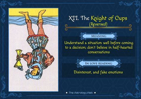 The Knight of Cups Tarot | The Astrology Web Knight Of Cups Reversed Tarot Meaning, Knight Of Cups Tarot Meaning Reversed, Nine Of Cups Tarot Meaning, Knight Of Cups Reversed, Knight Of Cups Tarot Meaning, Tarot Reversed, Nine Of Cups Tarot, Terra Cards, Tarot Notes