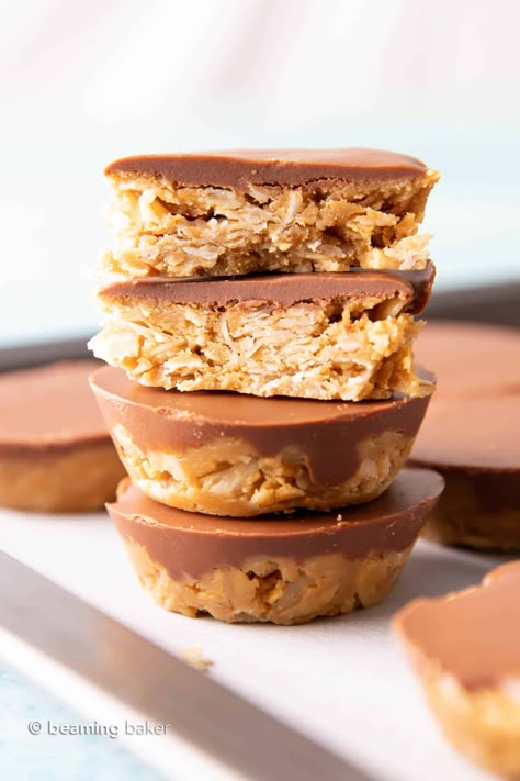 Peanut Butter Oatmeal Cups, Pb Oatmeal, Beaming Baker, Chocolate Peanut Butter Oatmeal, Smile Makers, 4 Ingredient Recipes, Chocolate Oatmeal Cookies, Peanut Butter No Bake, Peanut Butter Oatmeal Cookies