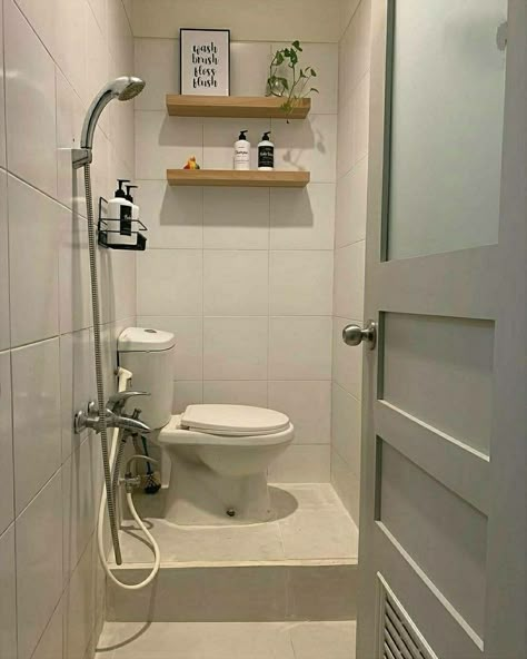 Small Bathroom Plans, Small Toilet Design, Small Space Bathroom Design, Small Bathroom Design Ideas, Toilet And Bathroom Design, Toilet Room Decor, Small Bathroom Interior, Bathroom Plans, Small Space Bathroom