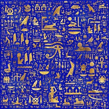 Egyptian Blue, Egyptian Hieroglyphs, Gold Throw, Lapis Lazuli Crystal, Gold Canvas, Egyptian Hieroglyphics, Square Wall Clock, Egyptian Art, Gold Art